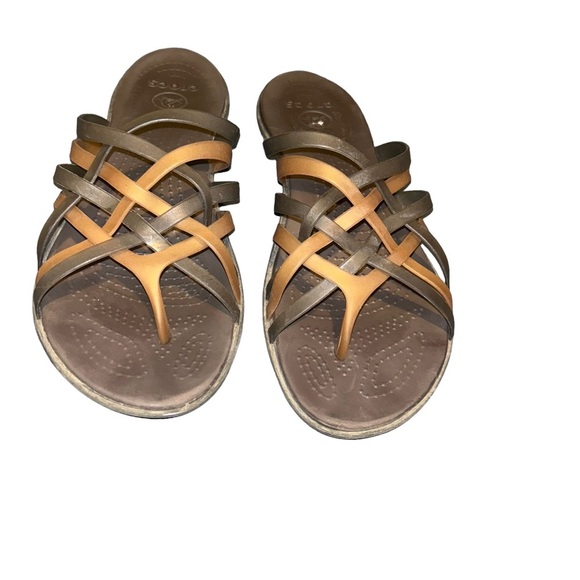 Crocs Women’s Huarache Flip Flop Sandals Geranium Size 10 brown bronze - Picture 2 of 5